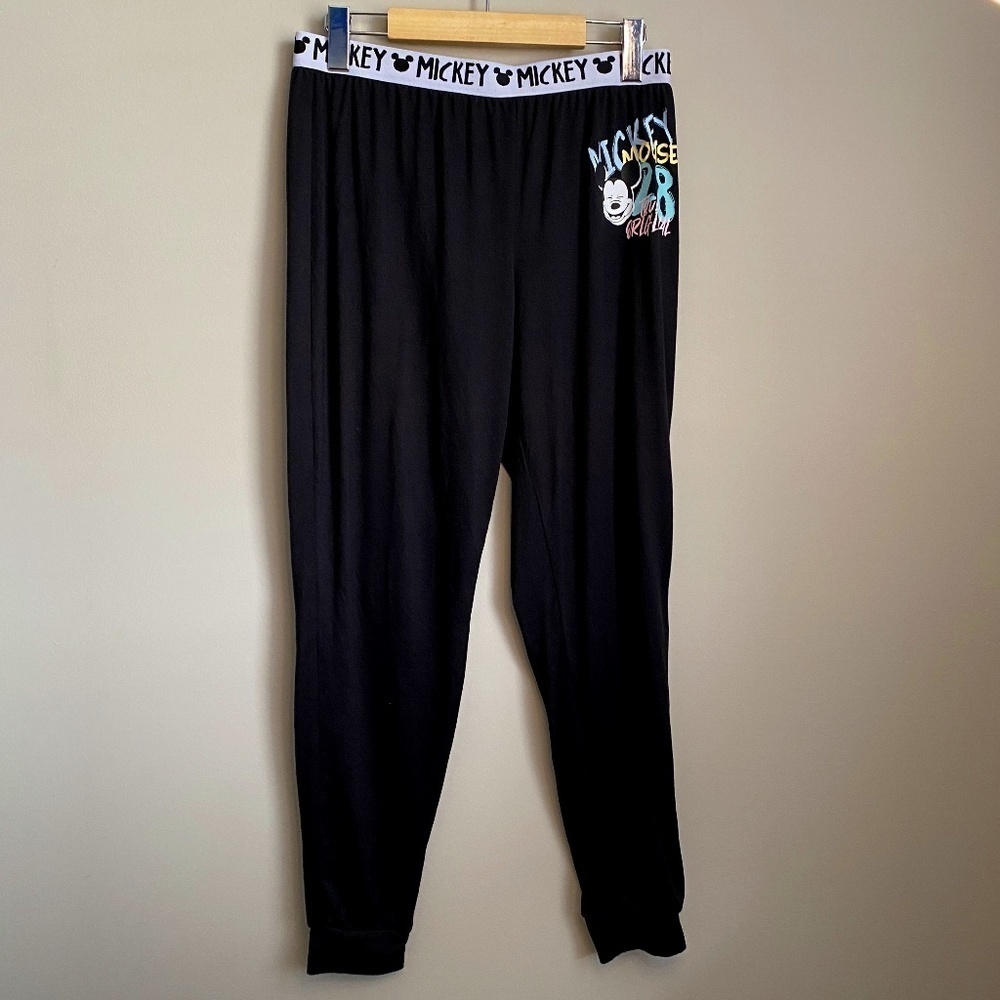 Disney‎ Mickey Mouse Lightweight Polyester Women's Black Jogger Pants Size Small